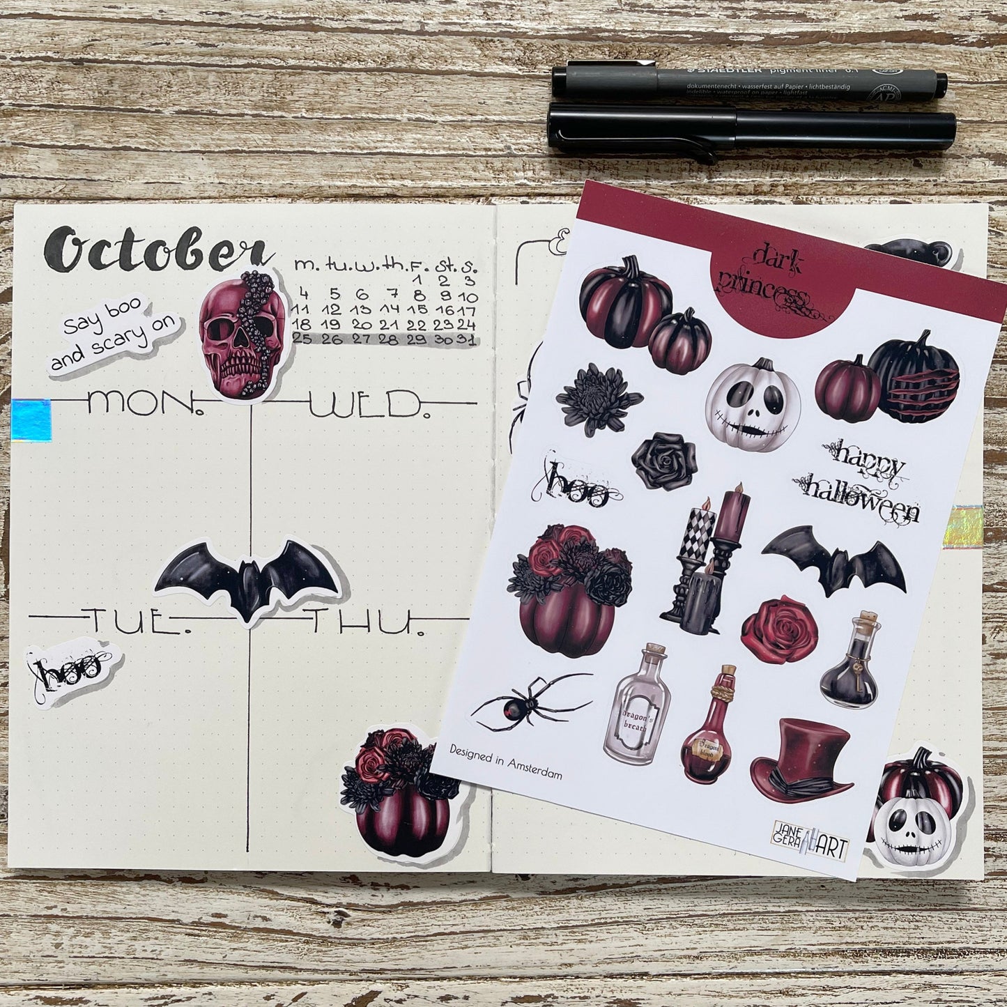 B-Grade Gothic princess sticker set Halloween bujo stickers