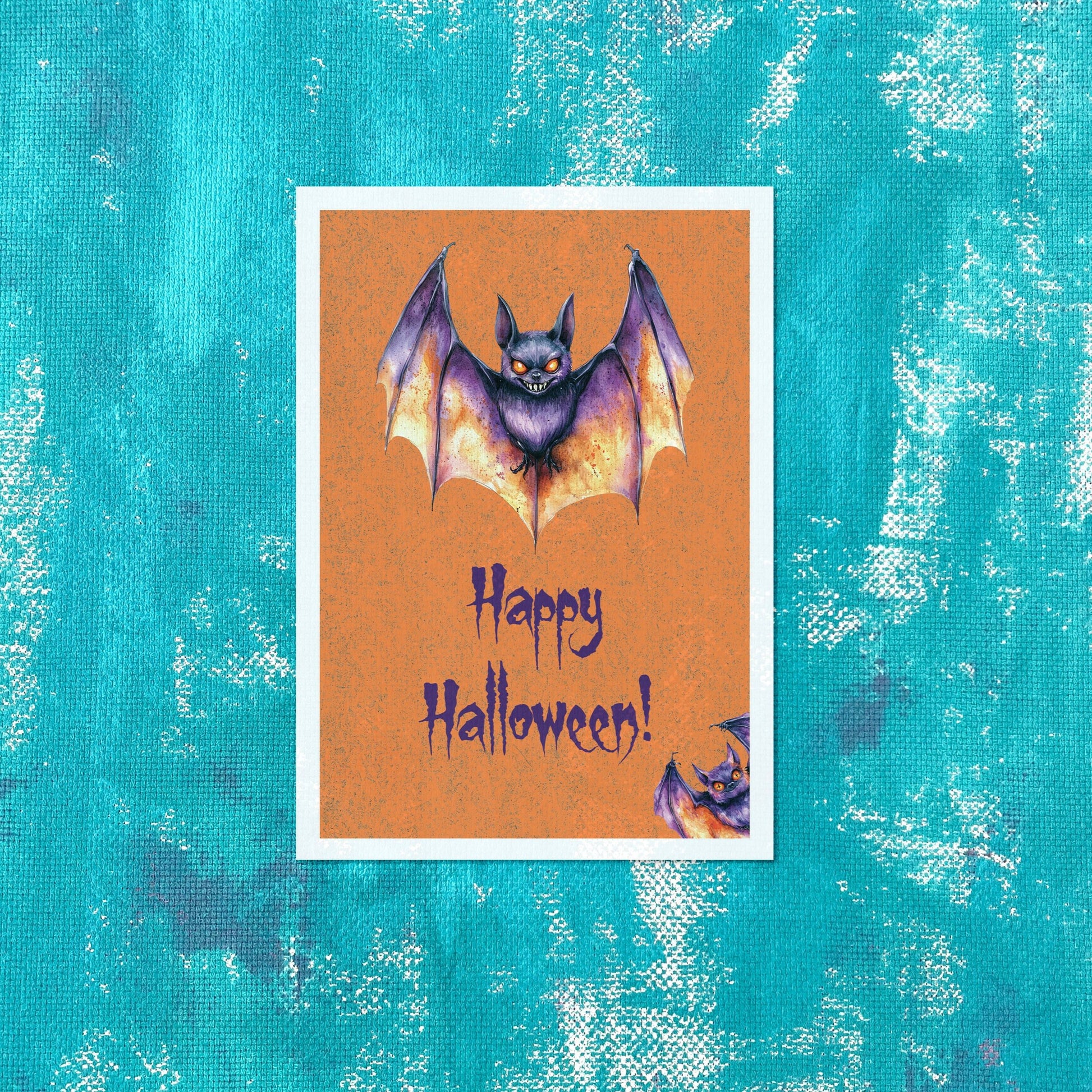 halloween card, cute bat, happy halloween card