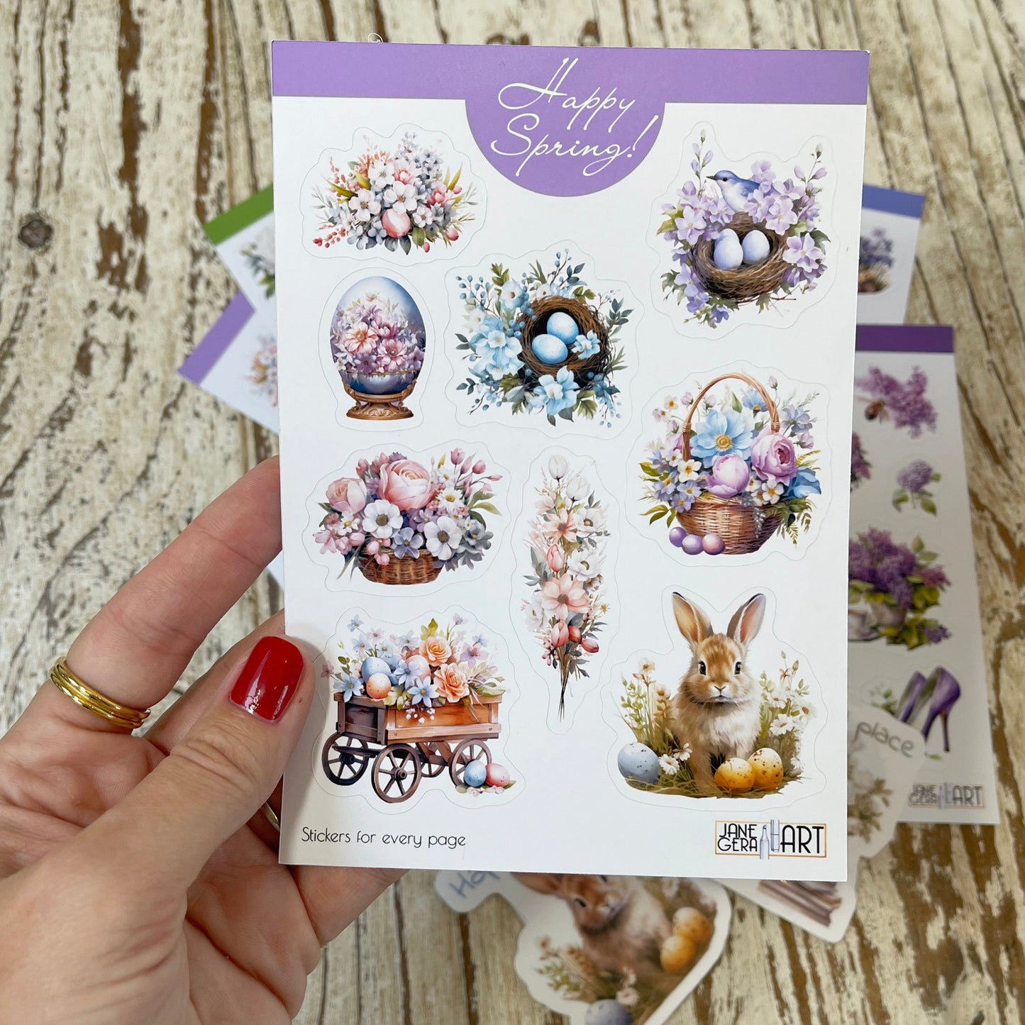 Easter stickers, spring flowers, bujo stickers, planner stickers, Easter rabbit, bunny rabit and flowers