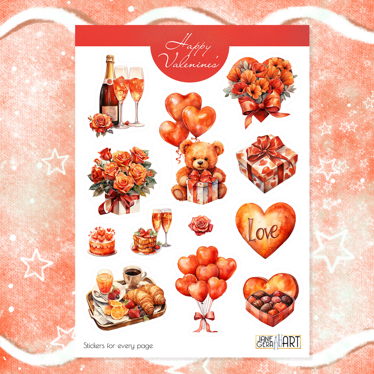 Valentine's Day planner stickers