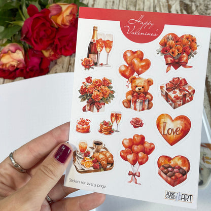 Valentine's Day planner stickers