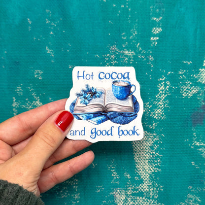 Hot Cocoa and Good Books vinyl sticker