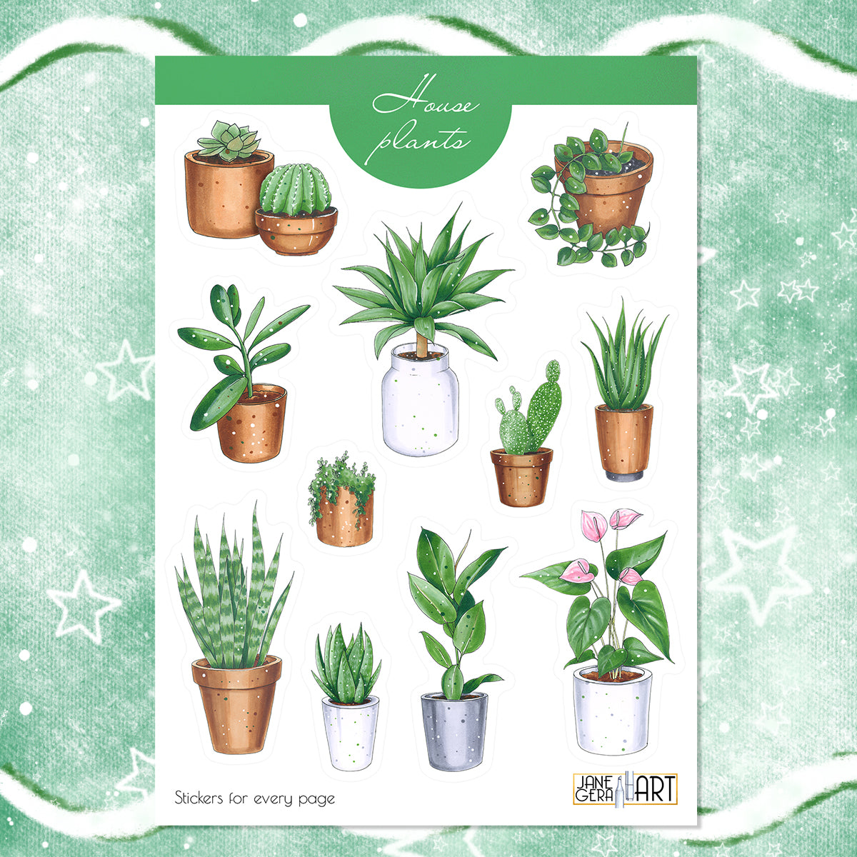 House Plants stickers Succulent and Cactus bujo stickers