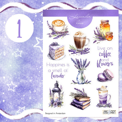 Lavender coffee stickers Summer sticker set