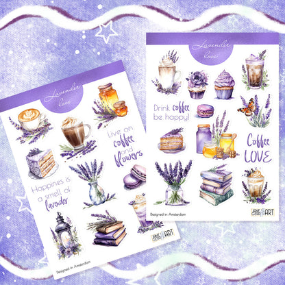 Lavender coffee stickers Summer sticker set