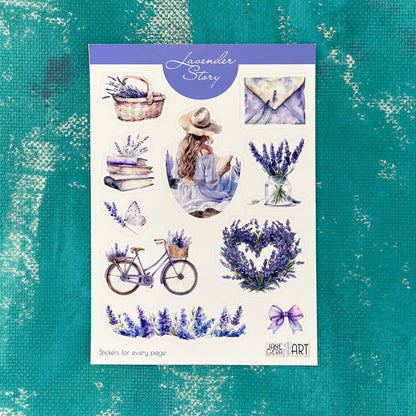 Lavender Story planner stickers, floral stricker set, lavender bujo stickers