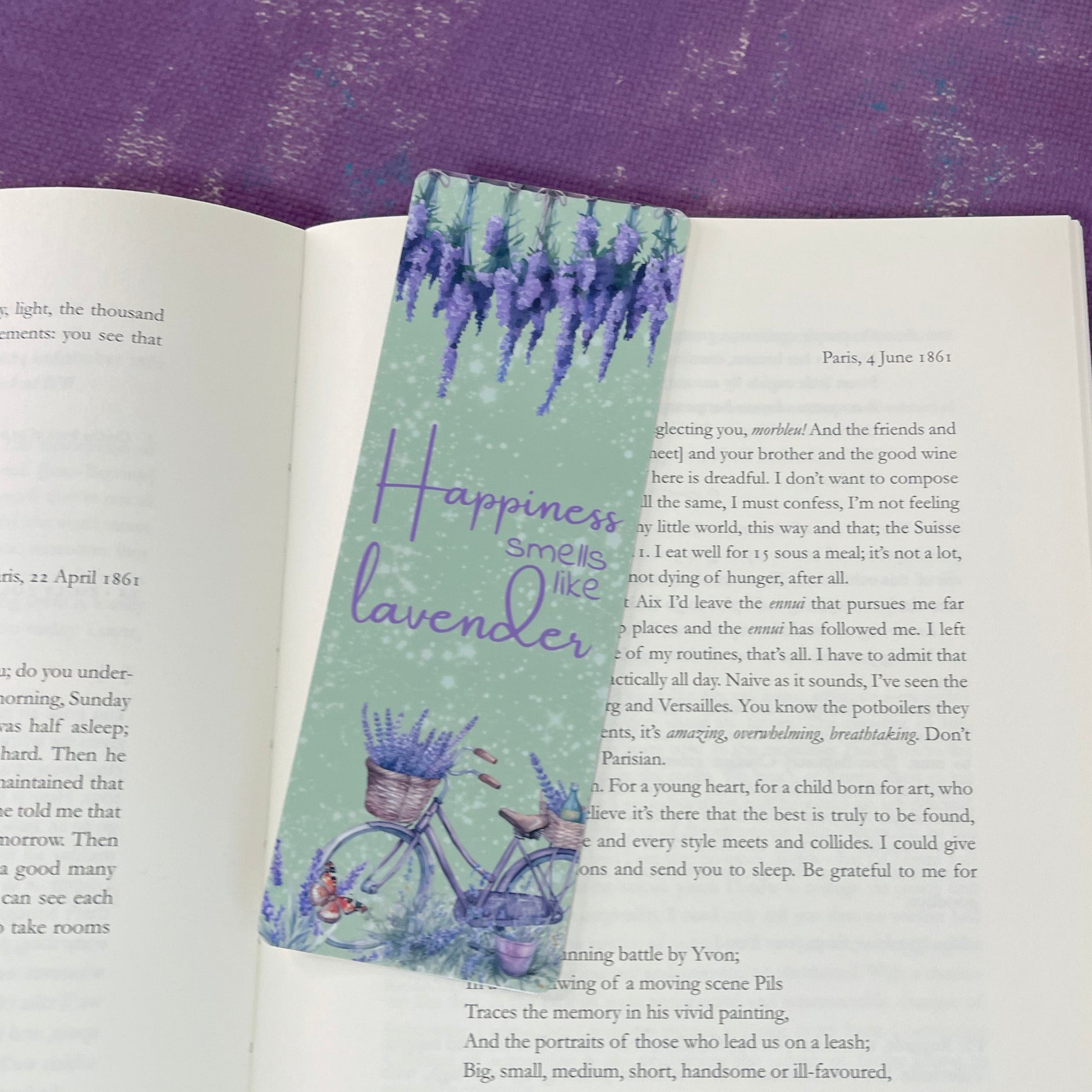 Happiness smells like Lavender classic bookmark, classic bookmark, booklover gift, bookish gift