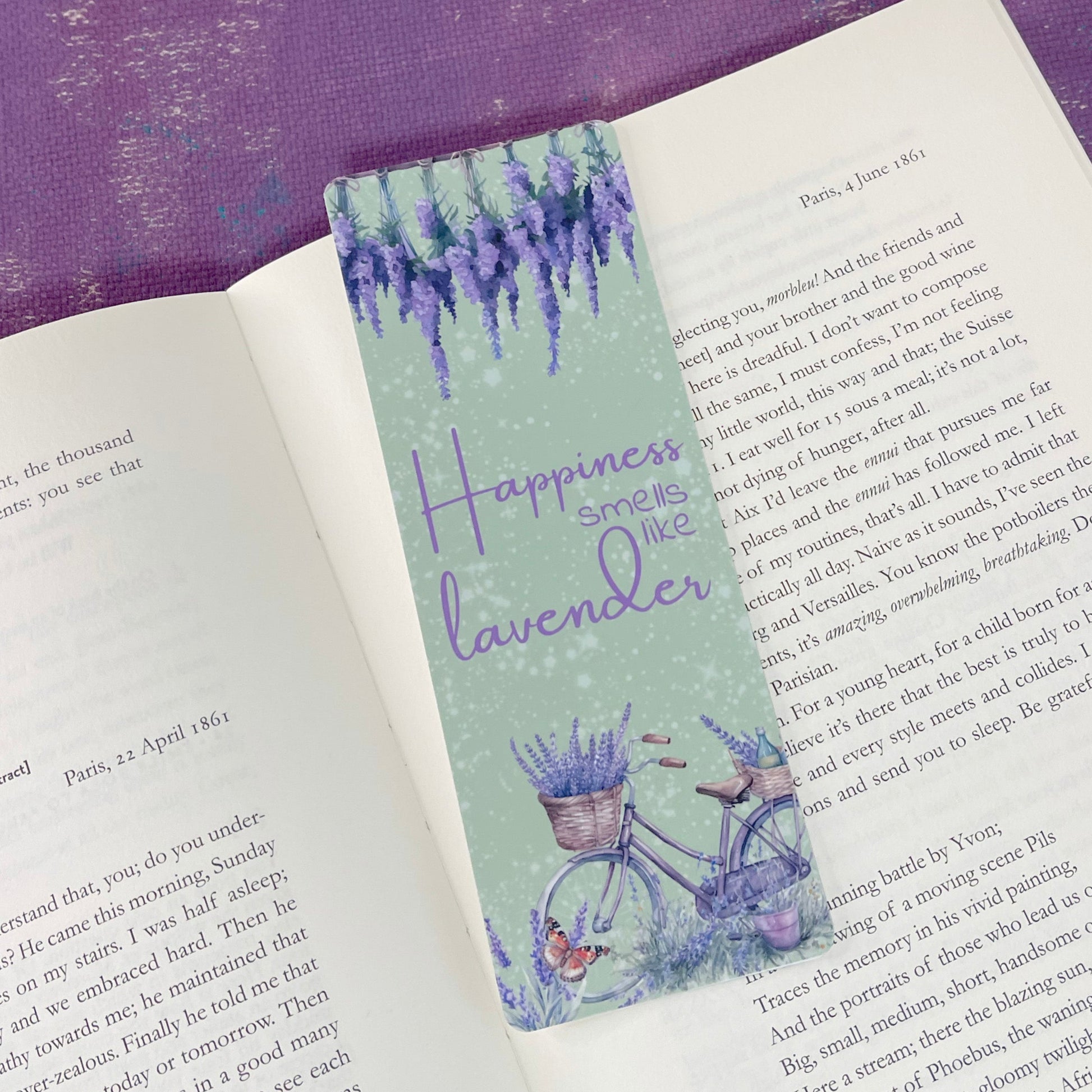 Happiness smells like Lavender classic bookmark, classic bookmark, booklover gift, bookish gift