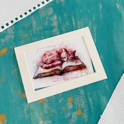 Let Your Stories Rest Postcard – Cozy Autumn Literary Stationery