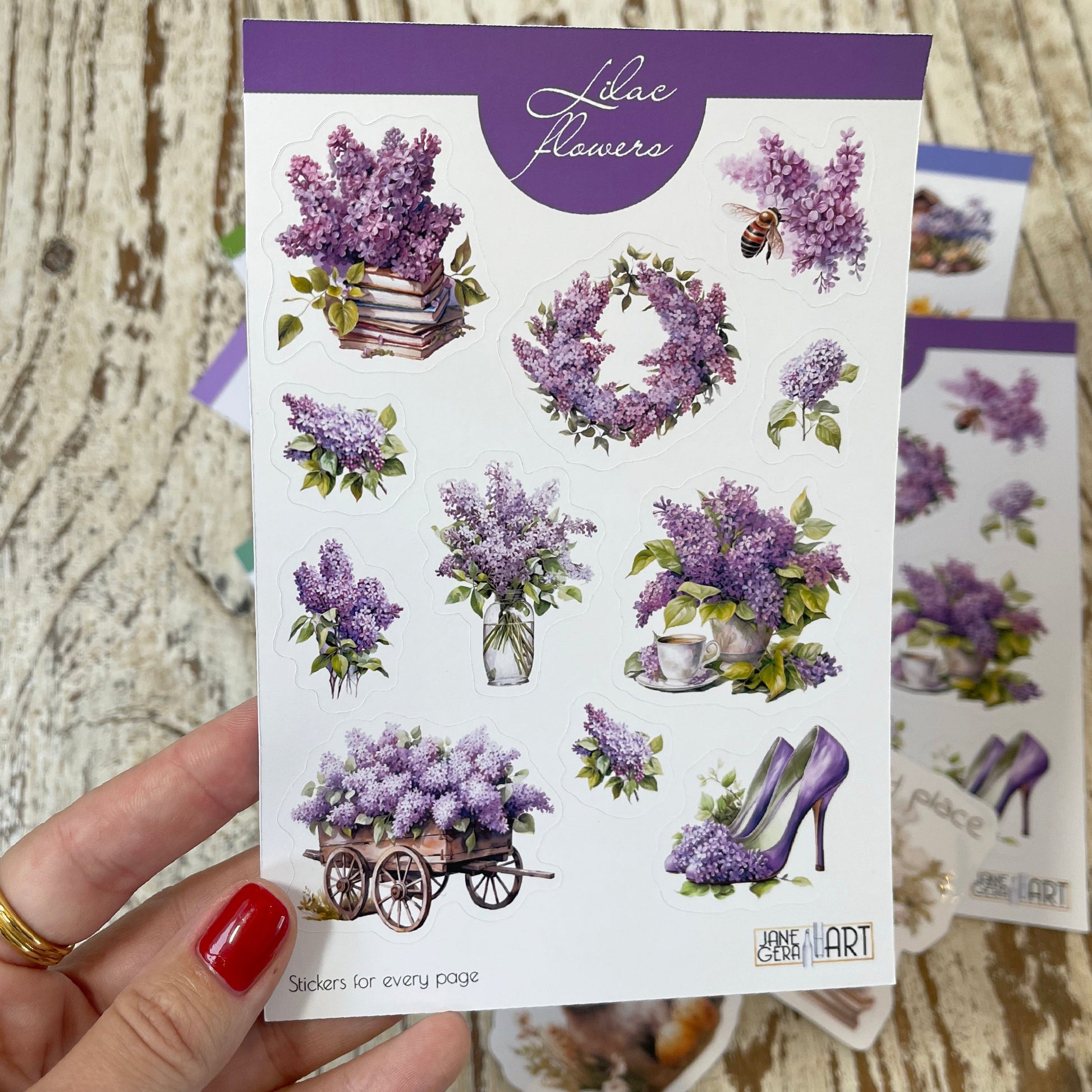 Lilac bujo stickers Spring flowers stickers, art bujo stickers, easter stickers, jane gera art