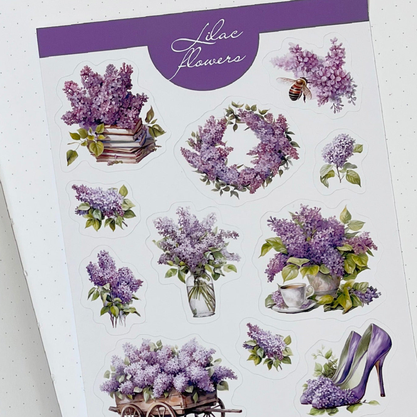 Lilac bujo stickers Spring flowers stickers, art bujo stickers, easter stickers, jane gera art