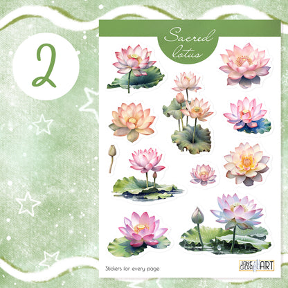 Heilige Lotus bloemstickerset