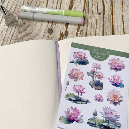 Sacred Lotus flower sticker set