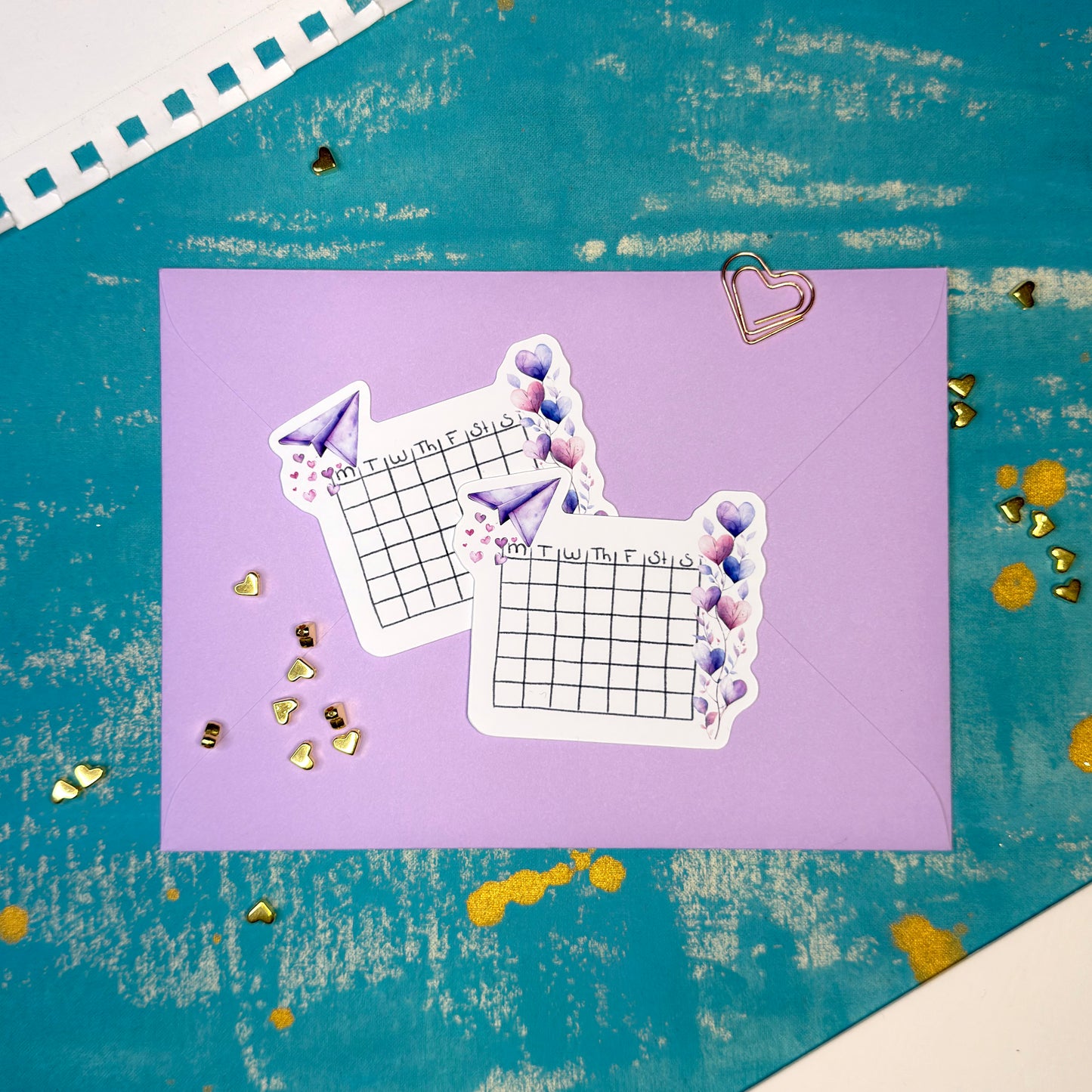 Love Letters Mini Blank Calendar Stickers Set of 2