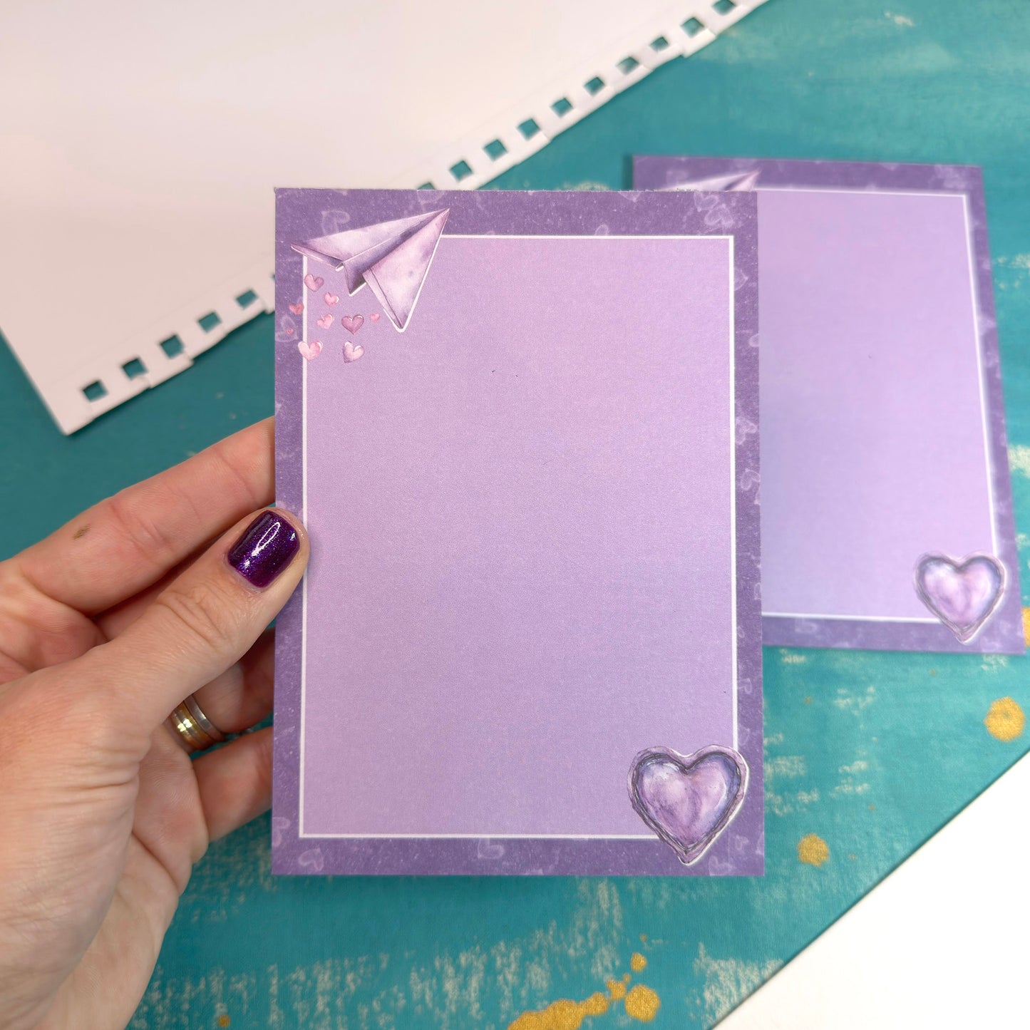 Love Letters A6 Notepad Purple Valentine's Day Notes