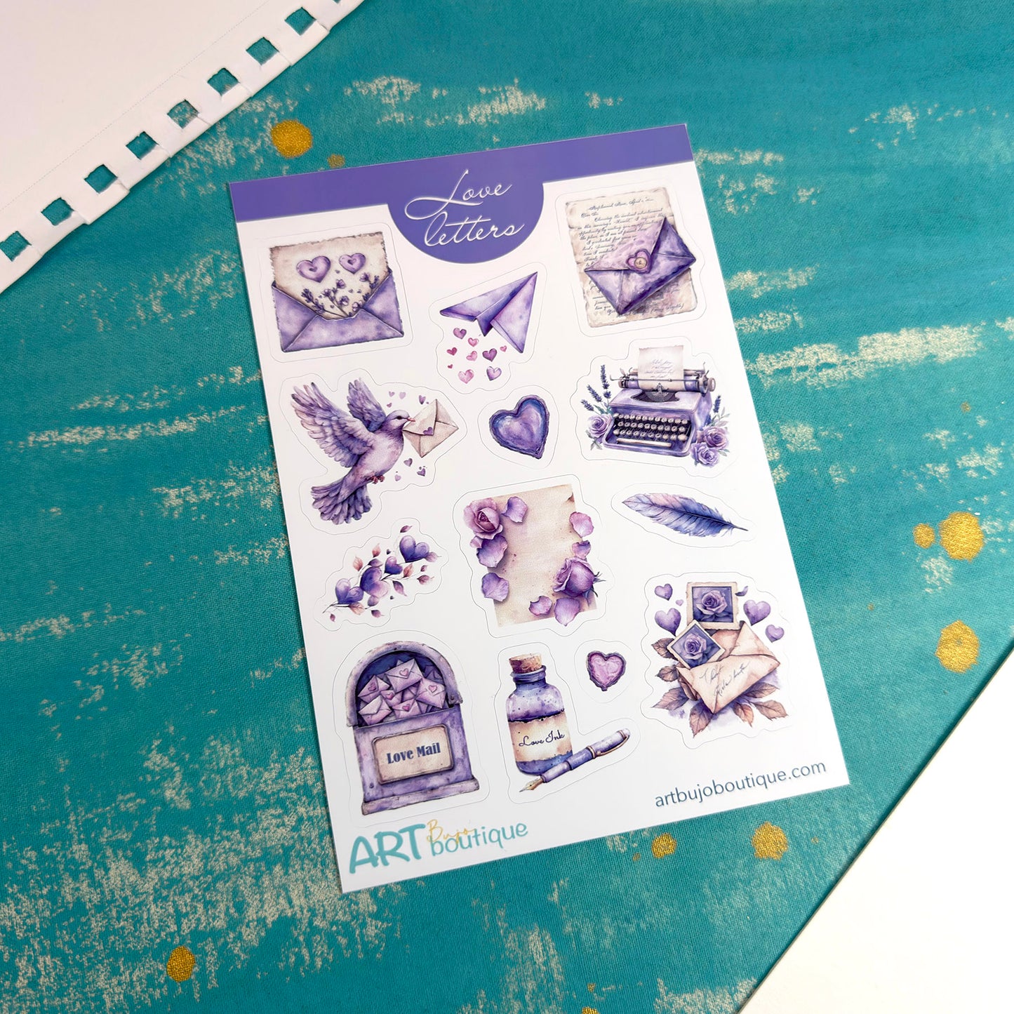 Liefdesbrieven Valentijnsdag stickervel