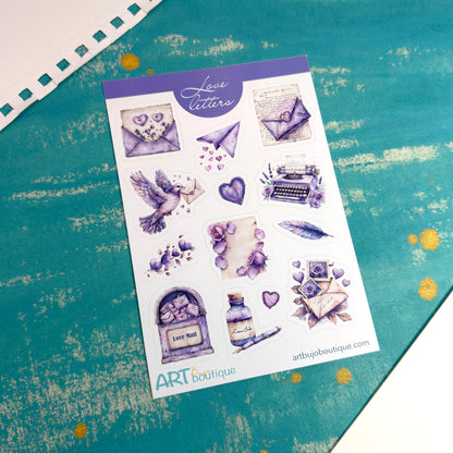 Liefdesbrieven Valentijnsdag stickervel