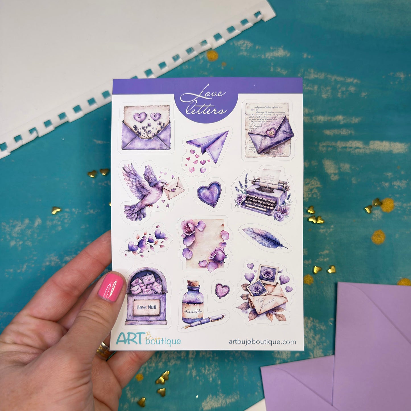 Liefdesbrieven Valentijnsdag stickervel