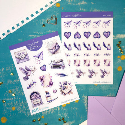 Liefdesbrieven Valentijnsdag stickervel