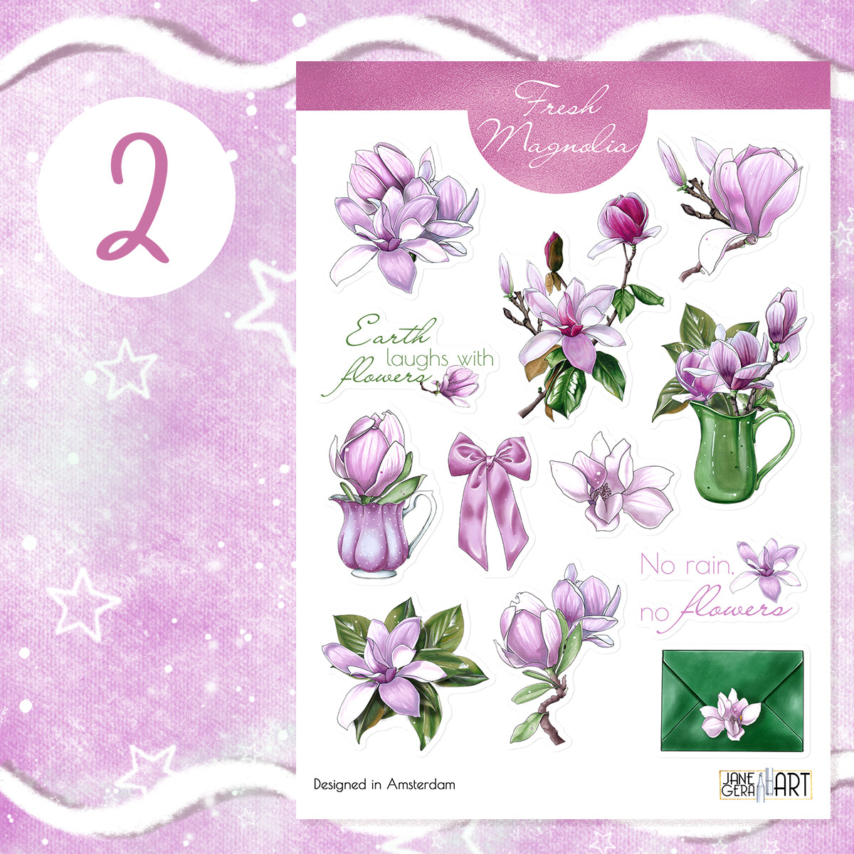 Magnolia bloem bujo stickerset