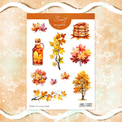 Maple autumn sticker sheet