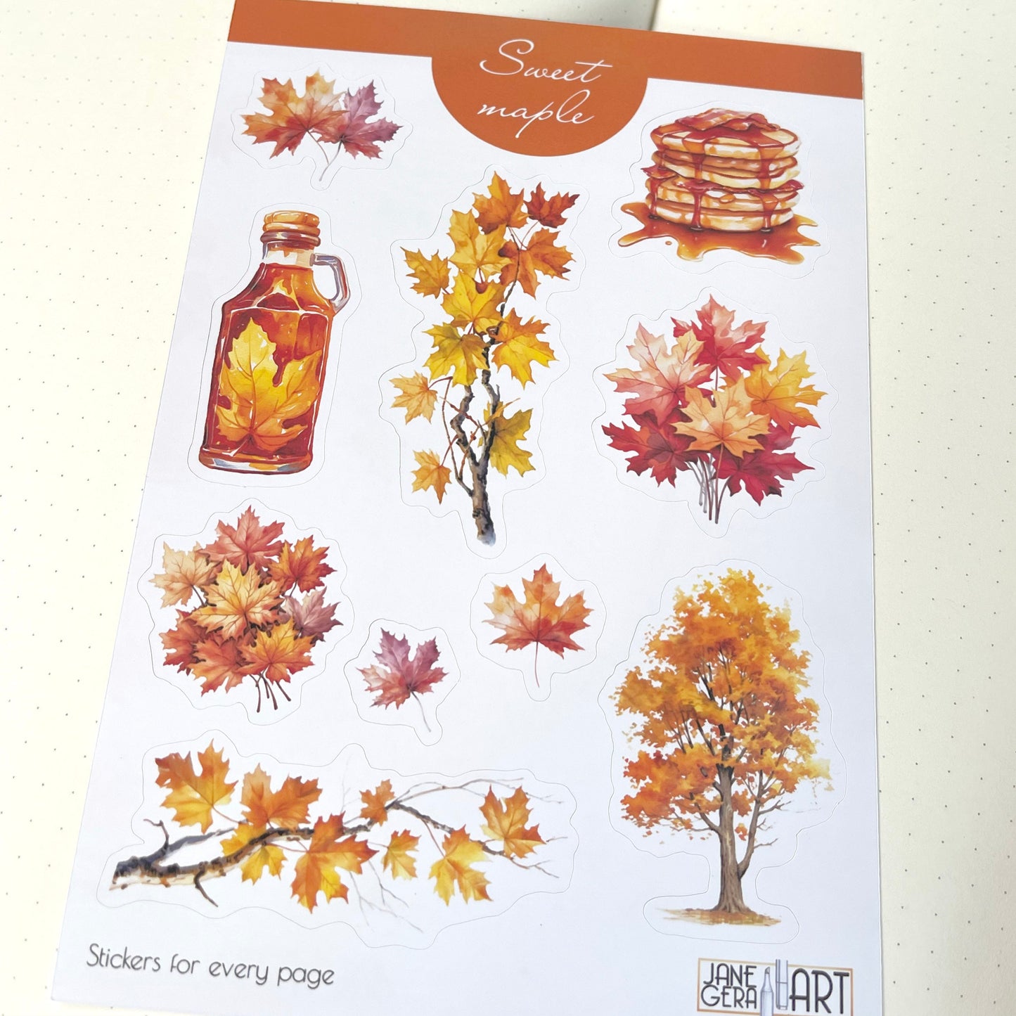 Maple autumn sticker sheet