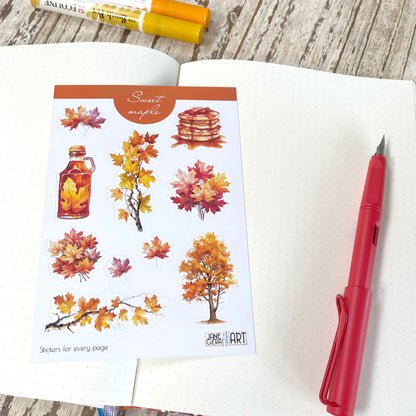 Maple autumn sticker sheet