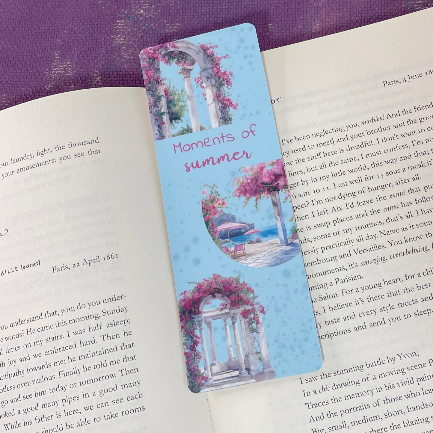 Moments of summer classic bookmark, traditional bookmark, floral bookmarks, booklover gift, bookish gift