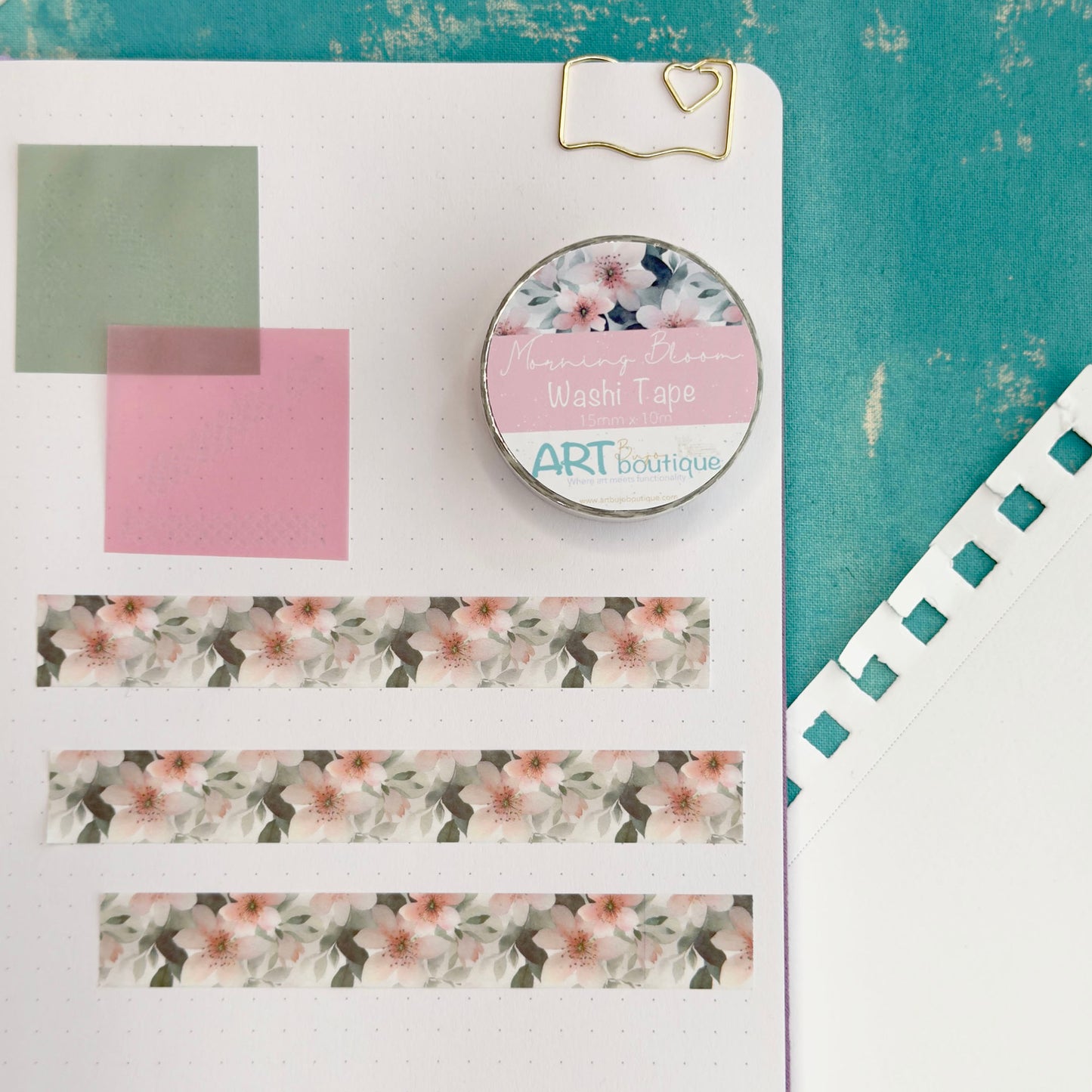 Morning Bloom Washi Tape 15 mm - Floral Spring Washi Tape