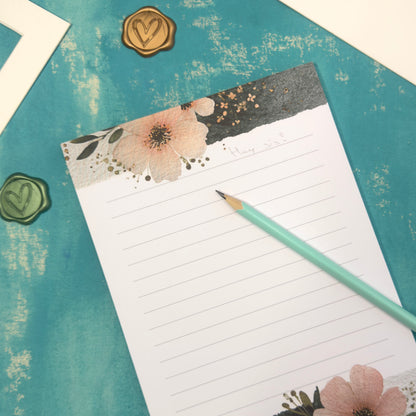 Morning Bloom A5 Lined Notepad - Spring Floral Letter Pad