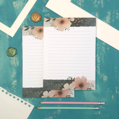Morning Bloom A5 Lined Notepad - Spring Floral Letter Pad