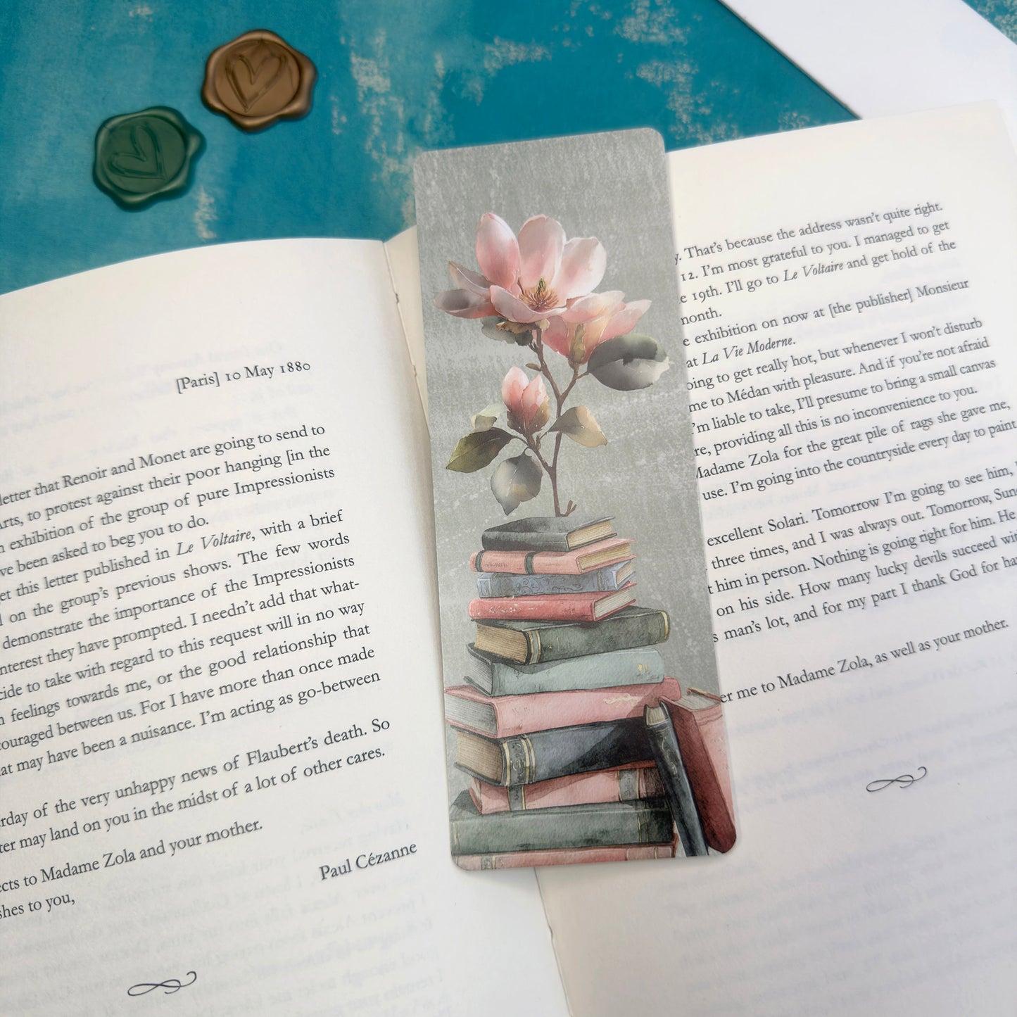 Magnolia and Books Floral Bookmark