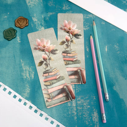 Magnolia and Books Floral Bookmark