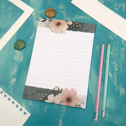 Morning Bloom A5 Lined Notepad - Spring Floral Letter Pad