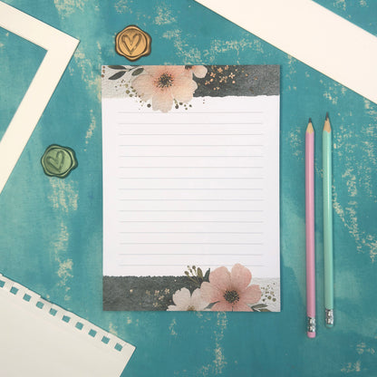 Morning Bloom A5 Lined Notepad - Spring Floral Letter Pad