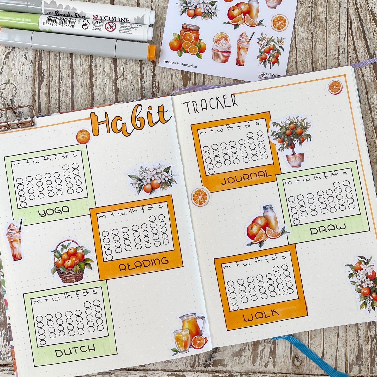 Oranges planner stickers Summer bujo sticker sheet