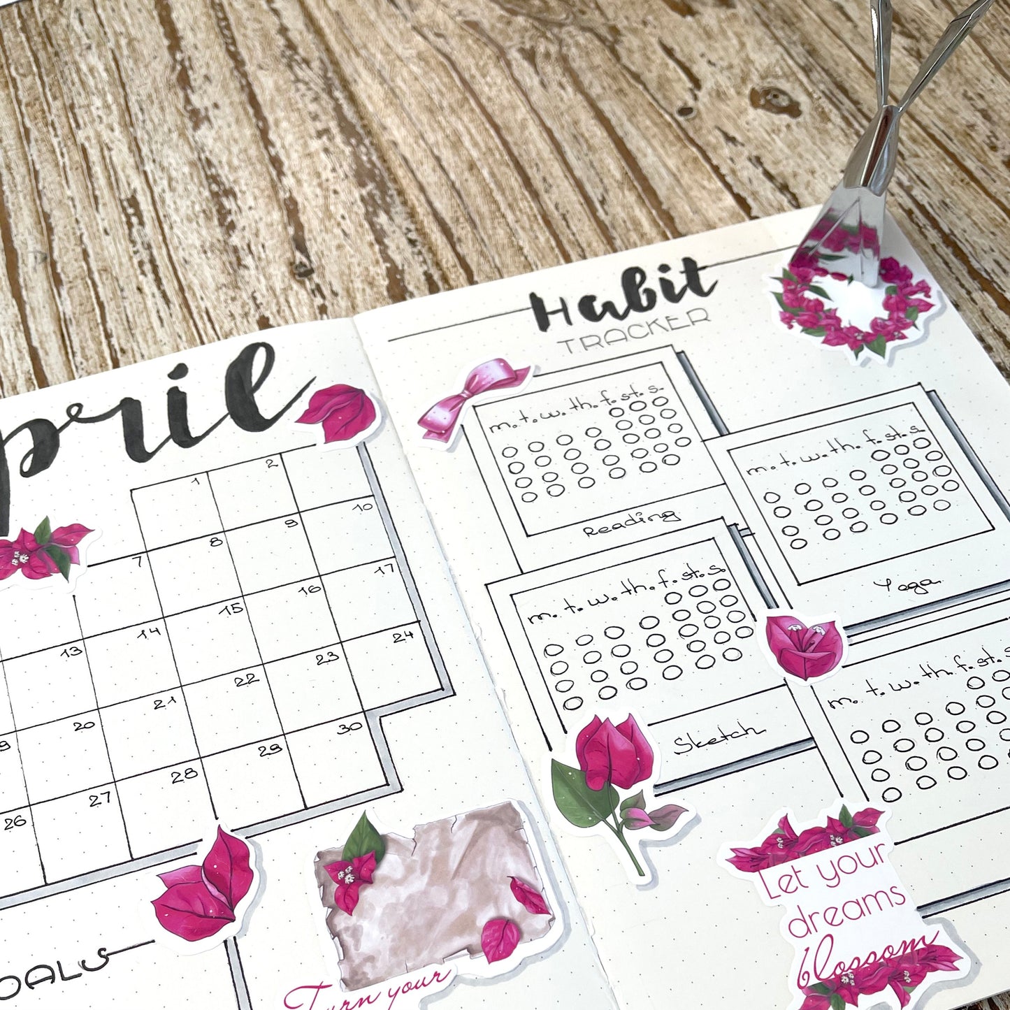 Bougainvillea flower planner stickers