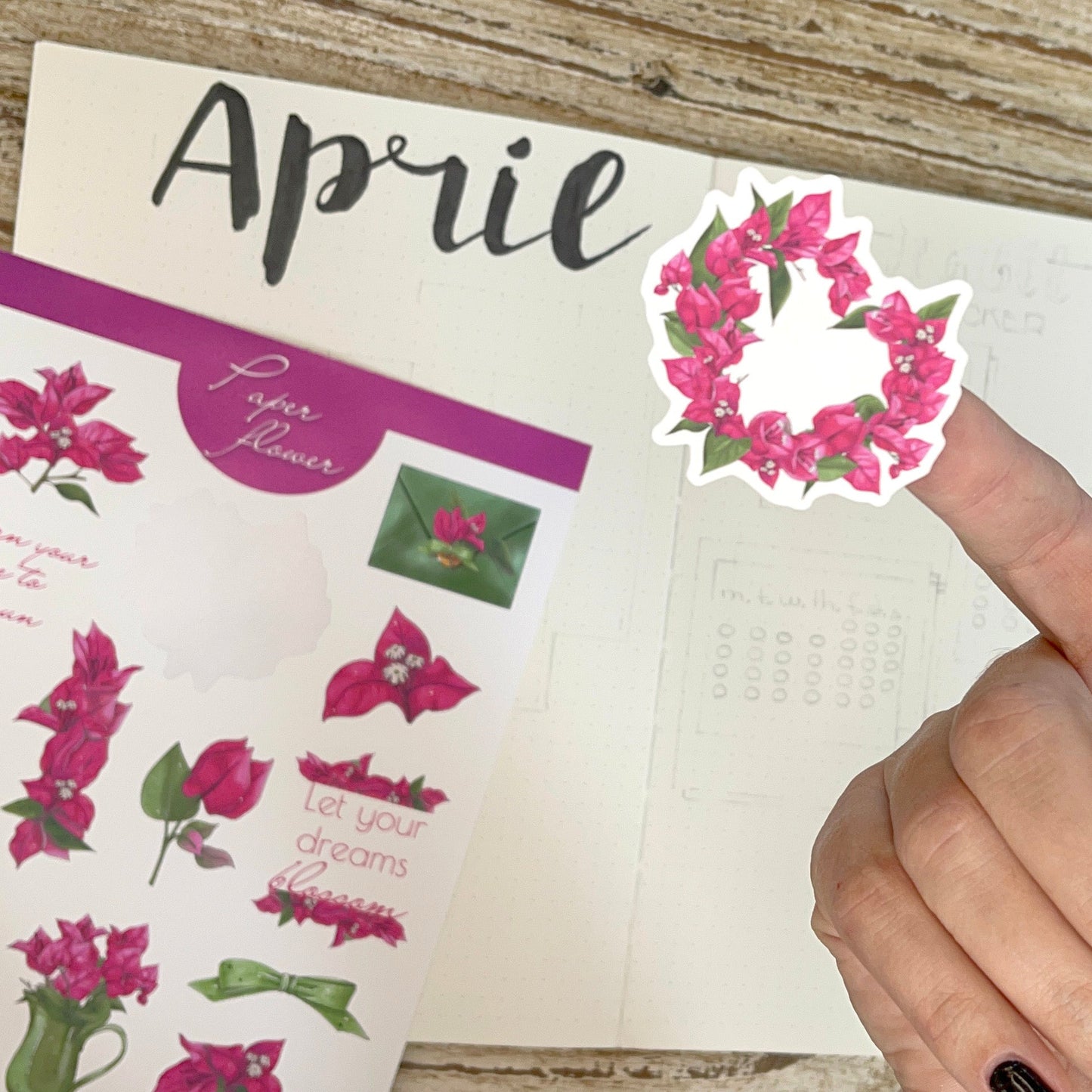 Bougainvillea flower planner stickers