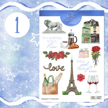 City of Love bujo sticker set Paris stickers