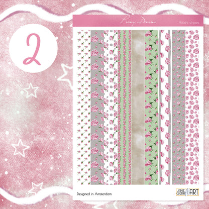 Roze pioenroos planner stickers Washi strepen en Frames