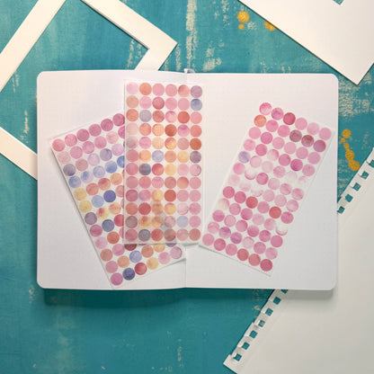Watercolor Dots Stickers Set of 3 Sheets