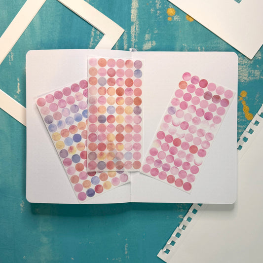 Watercolor Dots Stickers Set of 3 Sheets