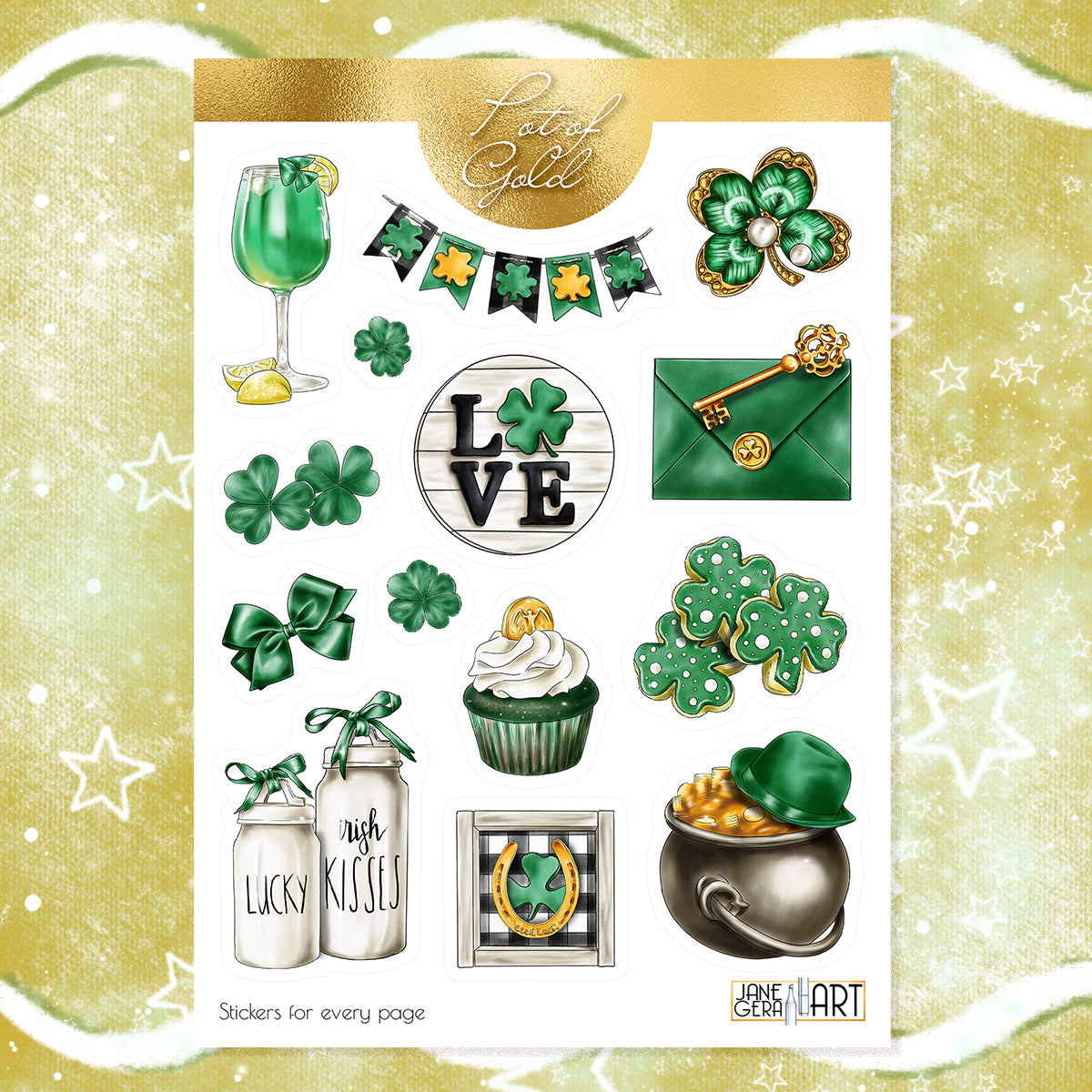 Pot of Gold bujo stickers St. Patrick's Day stickers