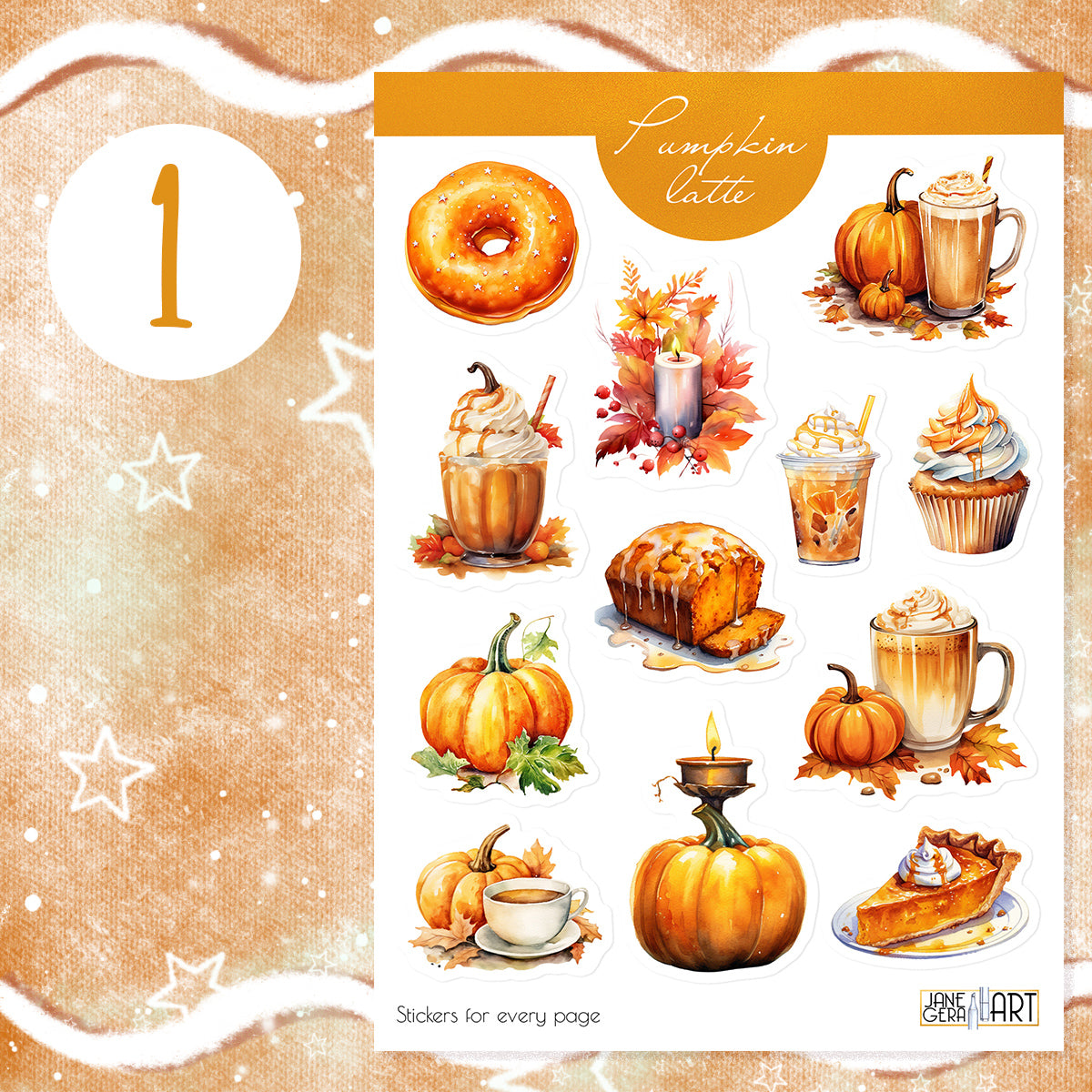 Pumpkin Latte bujo sticker set