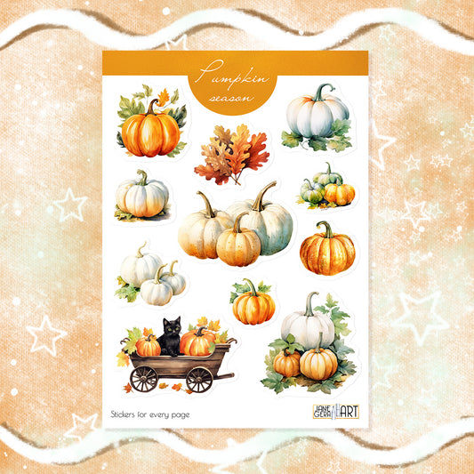 Bujo-stickers van het pompoenseizoen Herfstplannerstickers