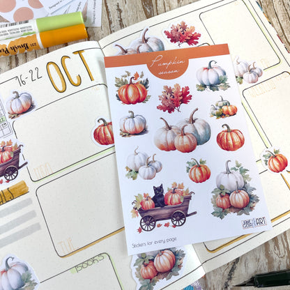 Bujo-stickers van het pompoenseizoen Herfstplannerstickers