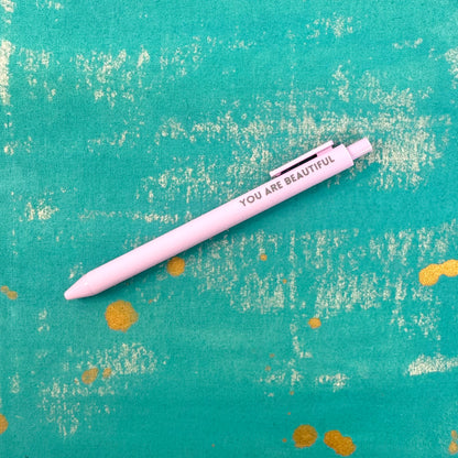 Macaron Colored Motivational Pens - Pastel Ballpoint Pens with Uplifting Quotes, Black Ink
