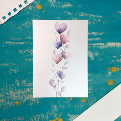 Purple Hearts Greeting Card Warm Valentine's Day Card