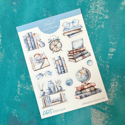 read and learn planner stickers, back to school decorative stickers, bookish gift