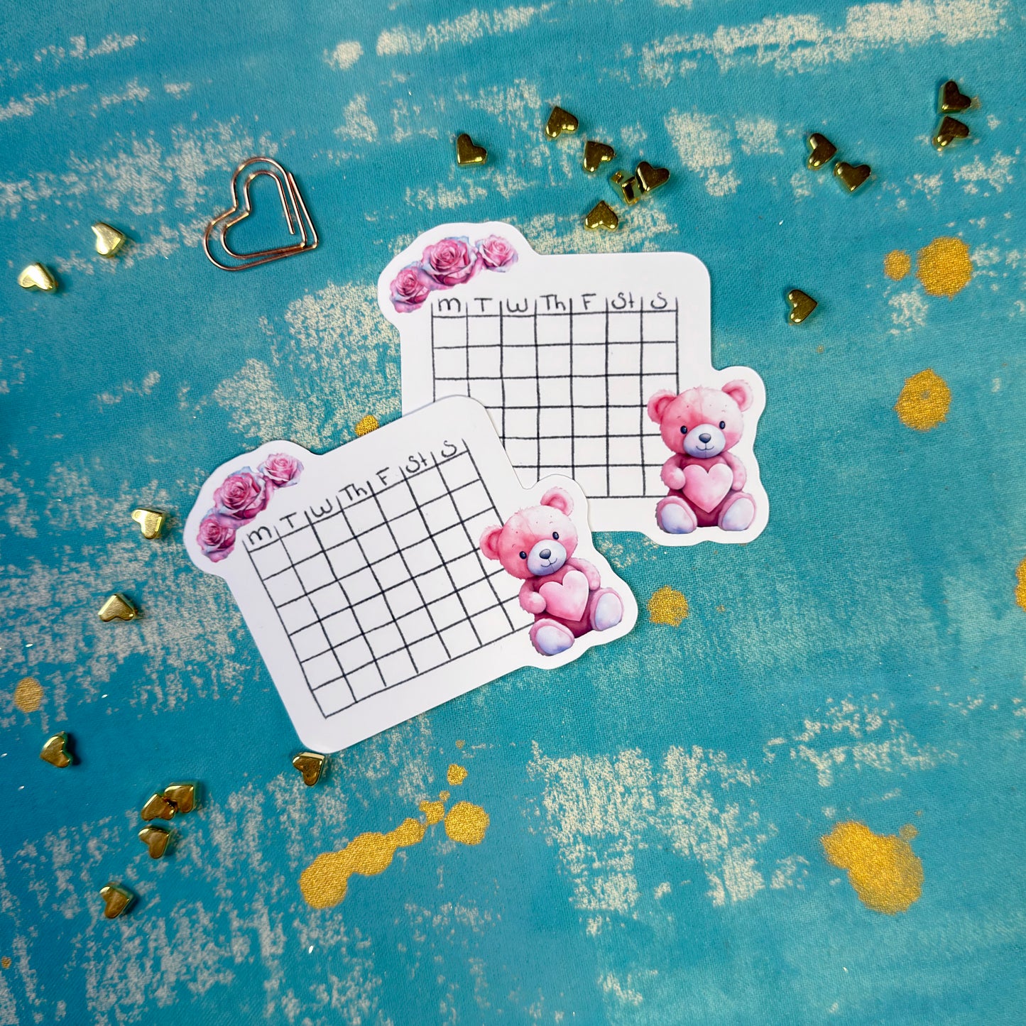 Romantic Holiday Mini Blank Calendar Stickers Set of 2